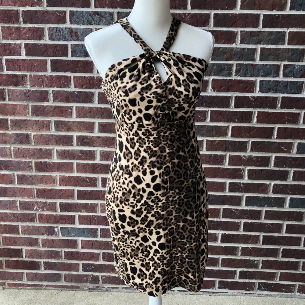 Allen B. Cheetah print cocktail dress